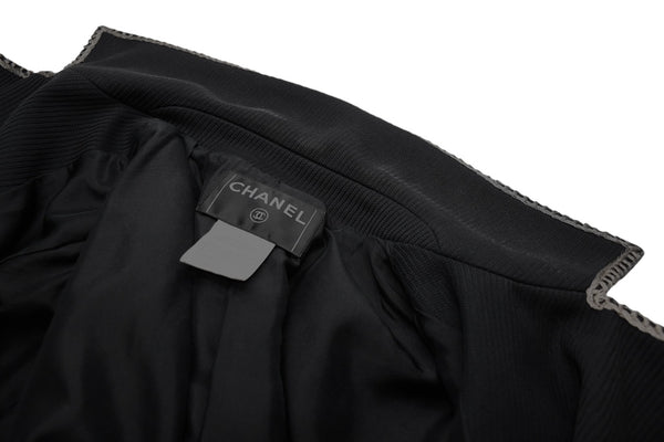 極美品 CHANEL シャネル メンズ ナポレオンジャケット P28758V18249 サイズ48 ココマーク ブラック シルバー コットン 中古 4b012777