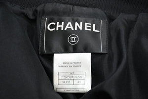 極美品 CHANEL シャネル メンズ ナポレオンジャケット P28758V18249 サイズ48 ココマーク ブラック シルバー コットン 中古 4b012777