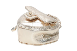 新品未使用 CHANEL シャネル 25AW ハートバッグチャーム AP4838 ランダム番台 ココマーク マトラッセ ラムスキン ゴールド 中古 4b012785