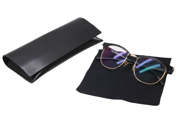 極美品 SAINT LAURENT サンローラン メガネ 伊達メガネ SL 104 アセテート メタル サイズ52☐20 ブラック ゴールド金具 中古 4b012842