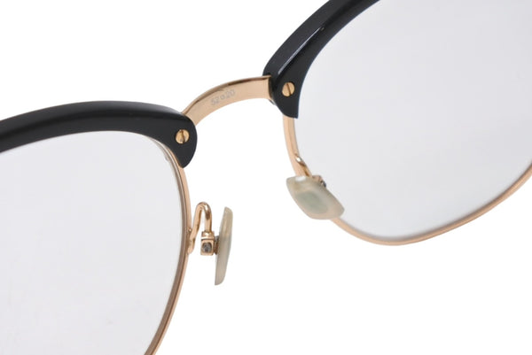 極美品 SAINT LAURENT サンローラン メガネ 伊達メガネ SL 104 アセテート メタル サイズ52☐20 ブラック ゴールド金具 中古 4b012842