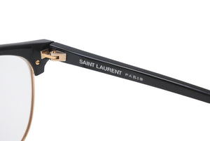 極美品 SAINT LAURENT サンローラン メガネ 伊達メガネ SL 104 アセテート メタル サイズ52☐20 ブラック ゴールド金具 中古 4b012842