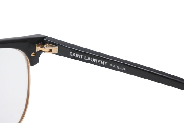 極美品 SAINT LAURENT サンローラン メガネ 伊達メガネ SL 104 アセテート メタル サイズ52☐20 ブラック ゴールド金具 中古 4b012842