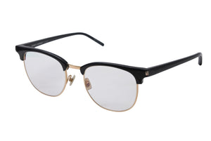極美品 SAINT LAURENT サンローラン メガネ 伊達メガネ SL 104 アセテート メタル サイズ52☐20 ブラック ゴールド金具 中古 4b012842