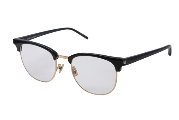 極美品 SAINT LAURENT サンローラン メガネ 伊達メガネ SL 104 アセテート メタル サイズ52☐20 ブラック ゴールド金具 中古 4b012842