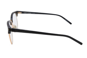 極美品 SAINT LAURENT サンローラン メガネ 伊達メガネ SL 104 アセテート メタル サイズ52☐20 ブラック ゴールド金具 中古 4b012842