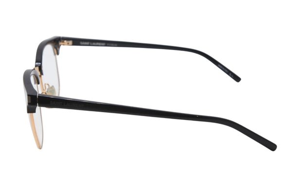 極美品 SAINT LAURENT サンローラン メガネ 伊達メガネ SL 104 アセテート メタル サイズ52☐20 ブラック ゴールド金具 中古 4b012842