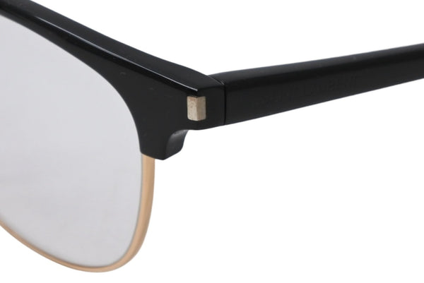 極美品 SAINT LAURENT サンローラン メガネ 伊達メガネ SL 104 アセテート メタル サイズ52☐20 ブラック ゴールド金具 中古 4b012842