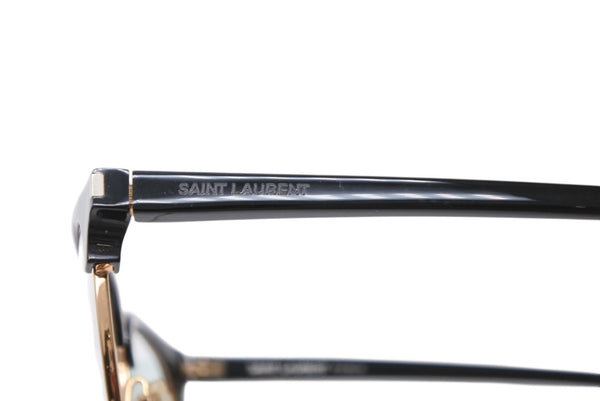 極美品 SAINT LAURENT サンローラン メガネ 伊達メガネ SL 104 アセテート メタル サイズ52☐20 ブラック ゴールド金具 中古 4b012842