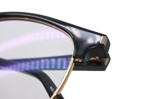 極美品 SAINT LAURENT サンローラン メガネ 伊達メガネ SL 104 アセテート メタル サイズ52☐20 ブラック ゴールド金具 中古 4b012842