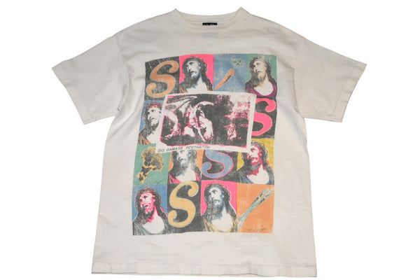 極美品 SAINT MICHAEL セントマイケル 半袖Tシャツ SM-YS8-0000-C15 サイズS ホワイト ジーザス アンディーウォーホル 中古 4b012888