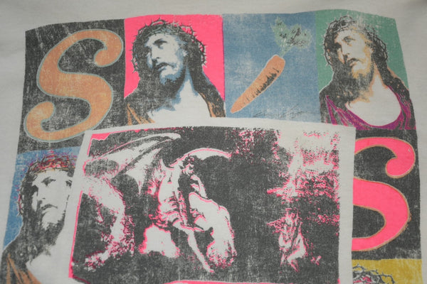 極美品 SAINT MICHAEL セントマイケル 半袖Tシャツ SM-YS8-0000-C15 サイズS ホワイト ジーザス アンディーウォーホル 中古 4b012888