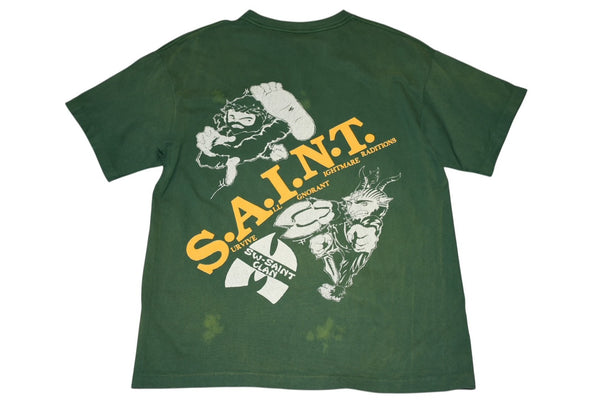 極美品 SAINT MICHAEL セントマイケル SAINT CLAN セイントクラン 半袖Tシャツ SM-YS8-0000-C16 サイズL グリーン 中古 4b012899