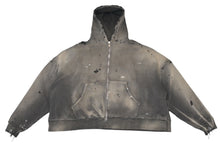 Load image into Gallery viewer, 新品同様 SAINT MXXXXXX セントマイケル 25SS ZIP UP HOODIE DOUBLE FACE ダメージ加工パーカー チャコールグレー サイズXL 中古 4b012908