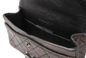 極美品 CHANEL シャネル 2.55 マトラッセ20 Wフラップ Wチェーンショルダーバッグ 11番台 ココマーク エイジドカーフ シルバー 中古 4b012925