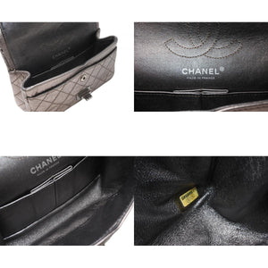 極美品 CHANEL シャネル 2.55 マトラッセ20 Wフラップ Wチェーンショルダーバッグ 11番台 ココマーク エイジドカーフ シルバー 中古 4b012925