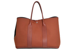 新品同様 HERMES エルメス ガーデンパーティGM トートバッグ キャンバス ネゴンダ ブラック バーガンディ バイカラー 中古 4b012933