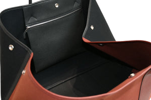 新品同様 HERMES エルメス ガーデンパーティGM トートバッグ キャンバス ネゴンダ ブラック バーガンディ バイカラー 中古 4b012933
