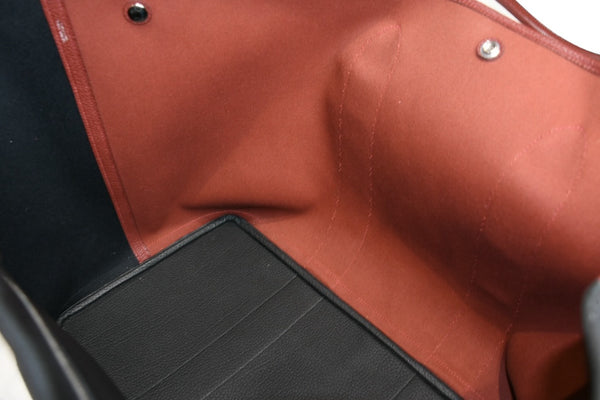 新品同様 HERMES エルメス ガーデンパーティGM トートバッグ キャンバス ネゴンダ ブラック バーガンディ バイカラー 中古 4b012933