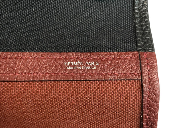 新品同様 HERMES エルメス ガーデンパーティGM トートバッグ キャンバス ネゴンダ ブラック バーガンディ バイカラー 中古 4b012933