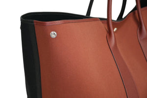 新品同様 HERMES エルメス ガーデンパーティGM トートバッグ キャンバス ネゴンダ ブラック バーガンディ バイカラー 中古 4b012933
