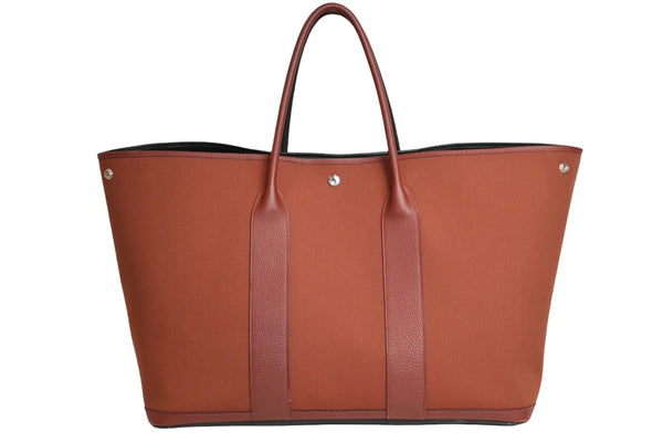 新品同様 HERMES エルメス ガーデンパーティGM トートバッグ キャンバス ネゴンダ ブラック バーガンディ バイカラー 中古 4b012933