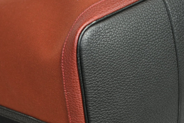 新品同様 HERMES エルメス ガーデンパーティGM トートバッグ キャンバス ネゴンダ ブラック バーガンディ バイカラー 中古 4b012933