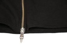 Load image into Gallery viewer, CHROME HEARTS × Bella Hadid クロムハーツ ベラハディッド イニシャルパッチロゴ ダガージップ レザー切り替えロング丈パーカー ブラック サイズXS 美品 中古 4b012942