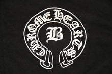 Load image into Gallery viewer, CHROME HEARTS × Bella Hadid クロムハーツ ベラハディッド イニシャルパッチロゴ ダガージップ レザー切り替えロング丈パーカー ブラック サイズXS 美品 中古 4b012942