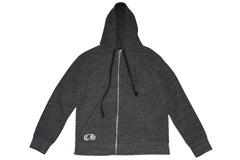 CHROME HEARTS クロムハーツ 霜降り ジップアップフーディー パーカー ロゴ プリント サイズM グレー 美品 中古 4b012943