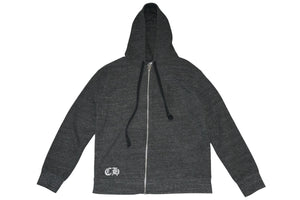 CHROME HEARTS クロムハーツ 霜降り ジップアップフーディー パーカー ロゴ プリント サイズM グレー 美品 中古 4b012943