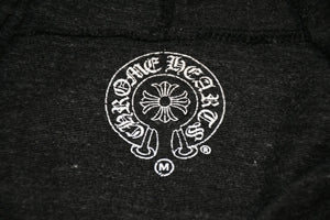 CHROME HEARTS クロムハーツ 霜降り ジップアップフーディー パーカー ロゴ プリント サイズM グレー 美品 中古 4b012943