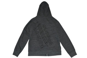 CHROME HEARTS クロムハーツ 霜降り ジップアップフーディー パーカー ロゴ プリント サイズM グレー 美品 中古 4b012943