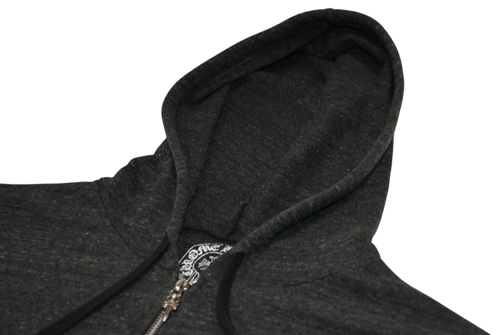 CHROME HEARTS クロムハーツ 霜降り ジップアップフーディー パーカー ロゴ プリント サイズM グレー 美品 中古 4b012943