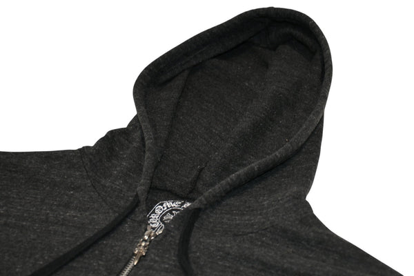 CHROME HEARTS クロムハーツ 霜降り ジップアップフーディー パーカー ロゴ プリント サイズM グレー 美品 中古 4b012943
