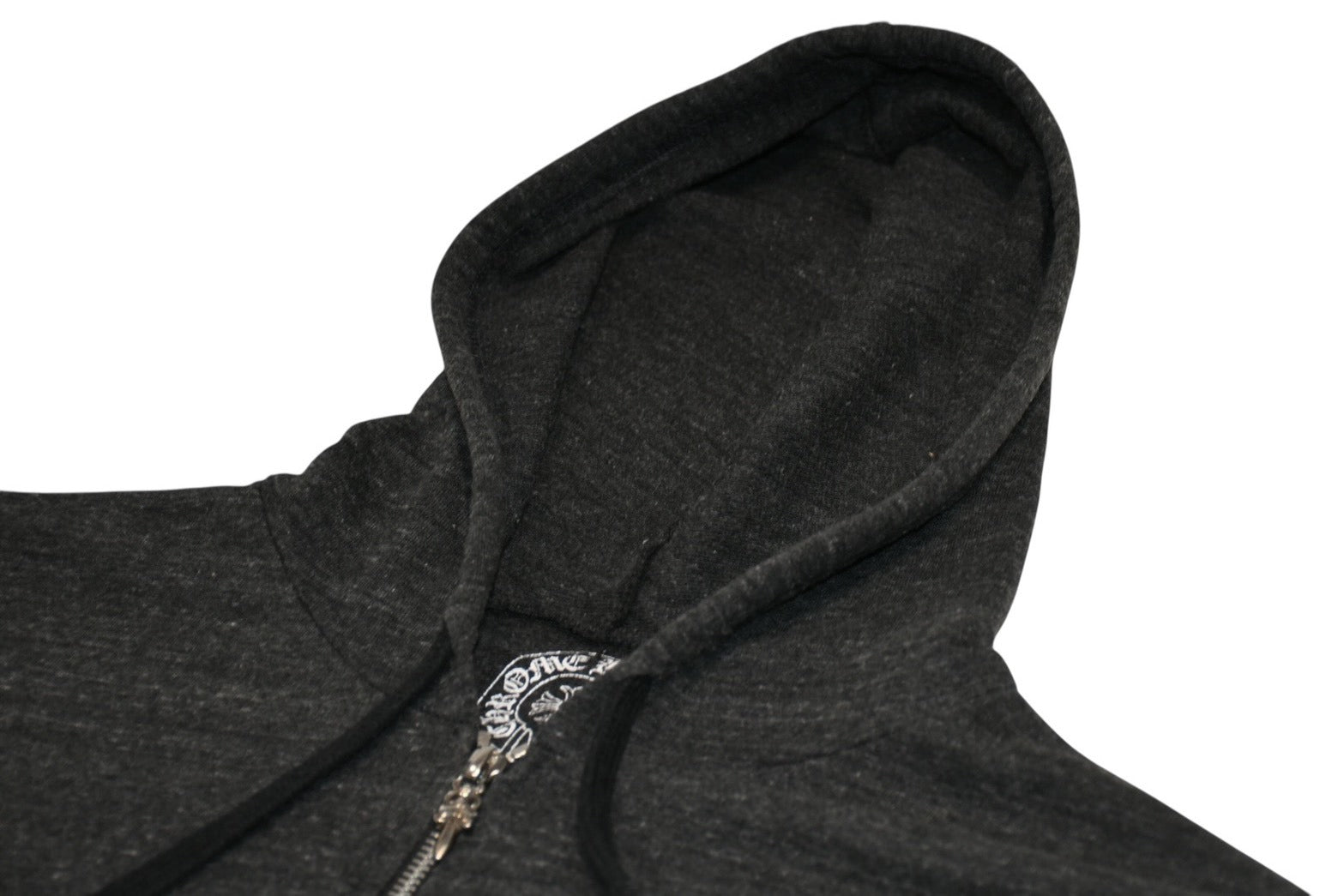 CHROME HEARTS クロムハーツ 霜降り ジップアップフーディー パーカー ロゴ プリント サイズM グレー 美品 中古 4b012943 CHROME HEARTS クロムハーツ 霜降り ジップアップフーディー パーカー