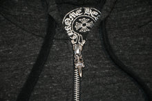 Load image into Gallery viewer, CHROME HEARTS クロムハーツ 霜降り ジップアップフーディー パーカー ロゴ プリント サイズM グレー 美品 中古 4b012943