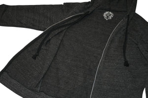 CHROME HEARTS クロムハーツ 霜降り ジップアップフーディー パーカー ロゴ プリント サイズM グレー 美品 中古 4b012943