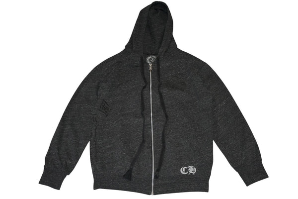 CHROME HEARTS クロムハーツ ジップアップフーディー パーカー T BAR プリント サイズL グレー 美品 中古 4b012945