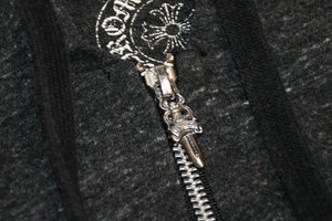 CHROME HEARTS クロムハーツ ジップアップフーディー パーカー T BAR プリント サイズL グレー 美品 中古 4b012945