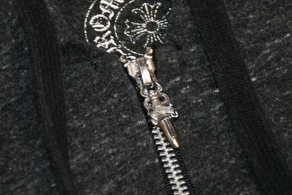 CHROME HEARTS クロムハーツ ジップアップフーディー パーカー T BAR プリント サイズL グレー 美品 中古 4b012945