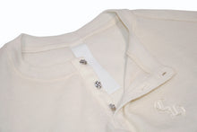 Load image into Gallery viewer, CHROME HEARTS クロムハーツ LS HNLY ヘンリーネック 半袖Tシャツ サイズL クロスボールボタン アイボリー CH刺繍 美品 中古 4b012946