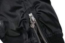 Load image into Gallery viewer, CHROME HEARTS クロムハーツ ジャケット MA1 サイズXS レザーパッチ ブラック ナイロン シルバー925 美品 中古 4b012948