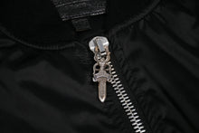 Load image into Gallery viewer, CHROME HEARTS クロムハーツ ジャケット MA1 サイズXS レザーパッチ ブラック ナイロン シルバー925 美品 中古 4b012948