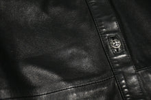 Load image into Gallery viewer, CHROME HEARTS クロムハーツ デニム レザーシャツ ワンピース クロスボール サイズS ブラック シルバー925 美品 中古 4b012949