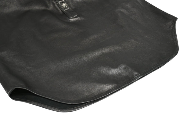 CHROME HEARTS クロムハーツ デニム レザーシャツ ワンピース クロスボール サイズS ブラック シルバー925 美品 中古 4b012949
