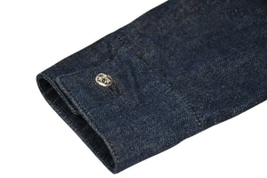 CHROME HEARTS クロムハーツ デニム レザーシャツ ワンピース クロスボール サイズS ブラック シルバー925 美品 中古 4b012949