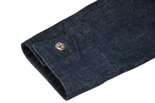Load image into Gallery viewer, CHROME HEARTS クロムハーツ デニム レザーシャツ ワンピース クロスボール サイズS ブラック シルバー925 美品 中古 4b012949