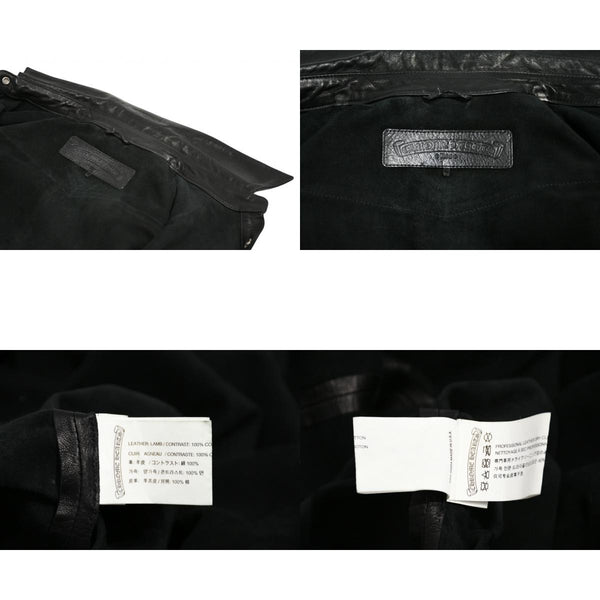CHROME HEARTS クロムハーツ デニム レザーシャツ ワンピース クロスボール サイズS ブラック シルバー925 美品 中古 4b012949