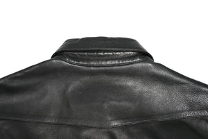 CHROME HEARTS クロムハーツ デニム レザーシャツ ワンピース クロスボール サイズS ブラック シルバー925 美品 中古 4b012949
